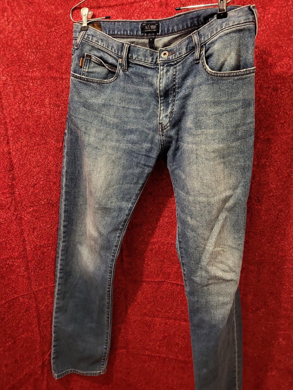 Armani Jeans Men's Faded Blue Slim Straight Jeans